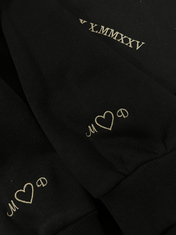 2x Partner Hoodie mit römischen Zahlen Wunschdatum